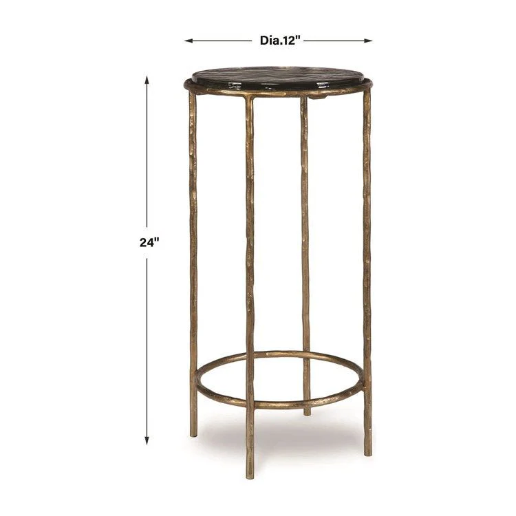 Casa Bella Living Recycled Glass Antique Gold Iron Accent Table - Image 5