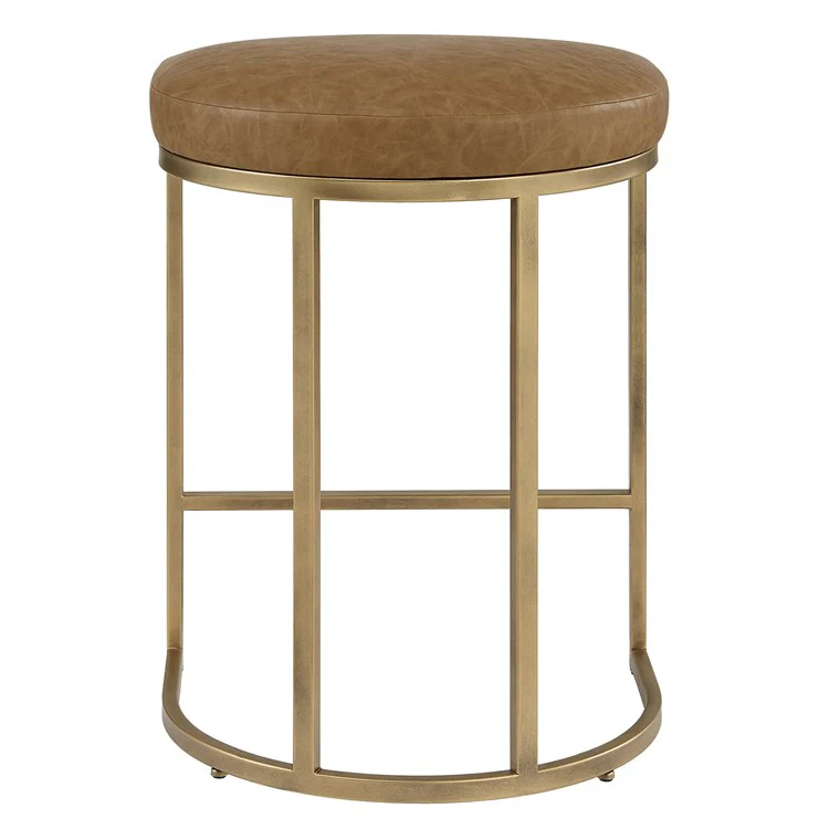 Casa Bella Living Rich Carmel Faux Leather Cushion Counter Stool - Image 3