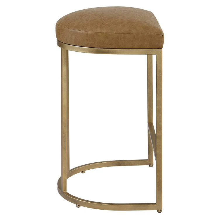 Casa Bella Living Rich Carmel Faux Leather Cushion Counter Stool - Image 4