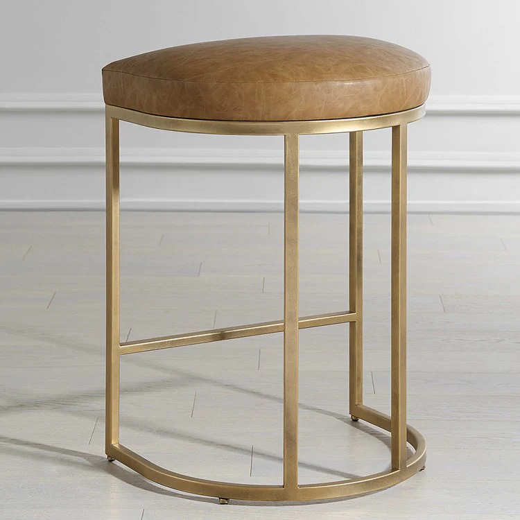 Casa Bella Living Rich Carmel Faux Leather Cushion Counter Stool - Image 5