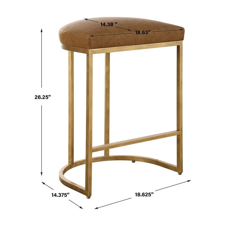 Casa Bella Living Rich Carmel Faux Leather Cushion Counter Stool - Image 7