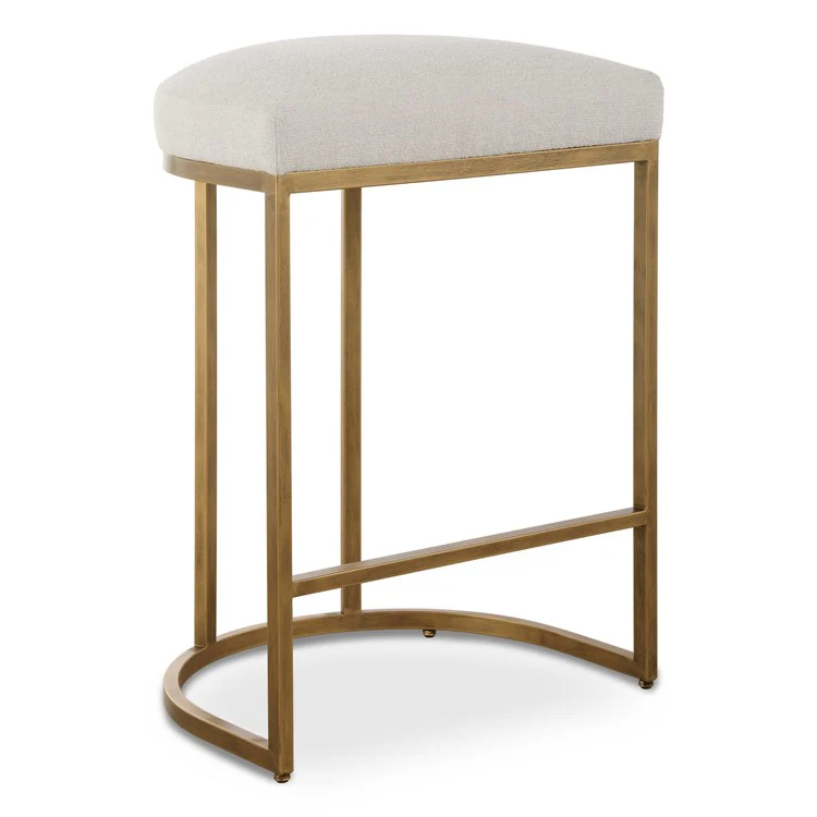 Casa Bella Living Light Cream Cushion Iron Brushed Brass High Counter Stool - Image 2