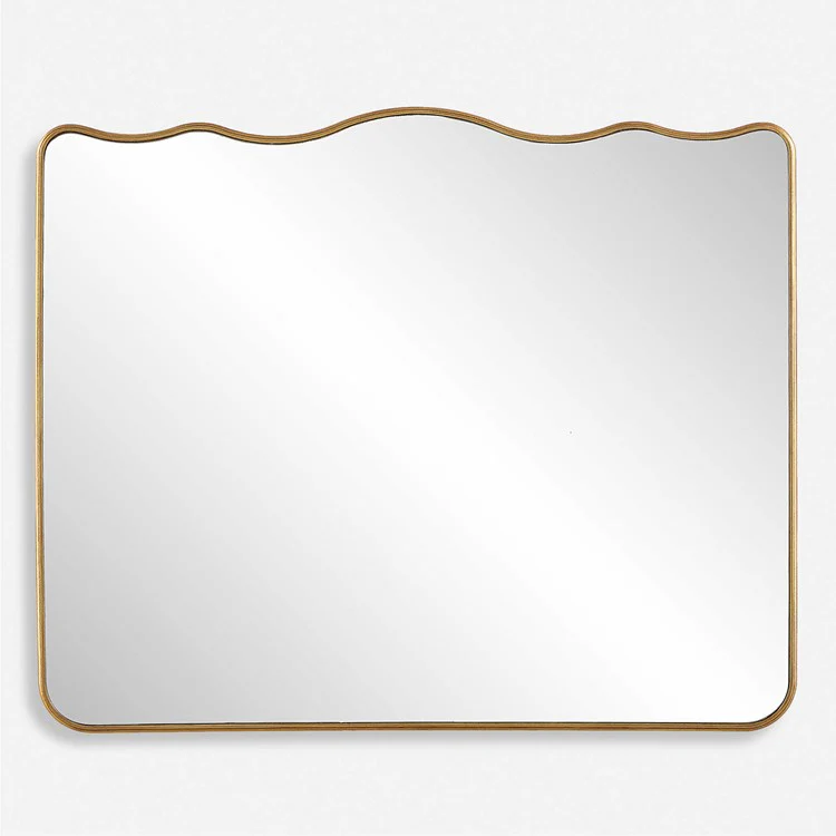 Casa Bella Living Antique Gold Wavy Top Round Edges Mirror - Image 4