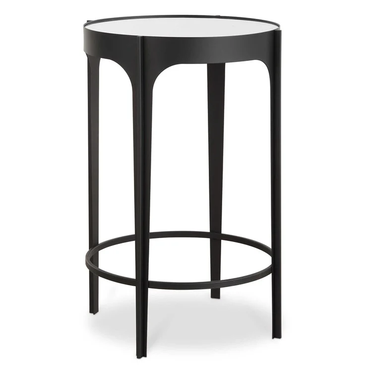 Casa Bella Living Matte Black Mirrored Top Iron Accent Table - Image 2