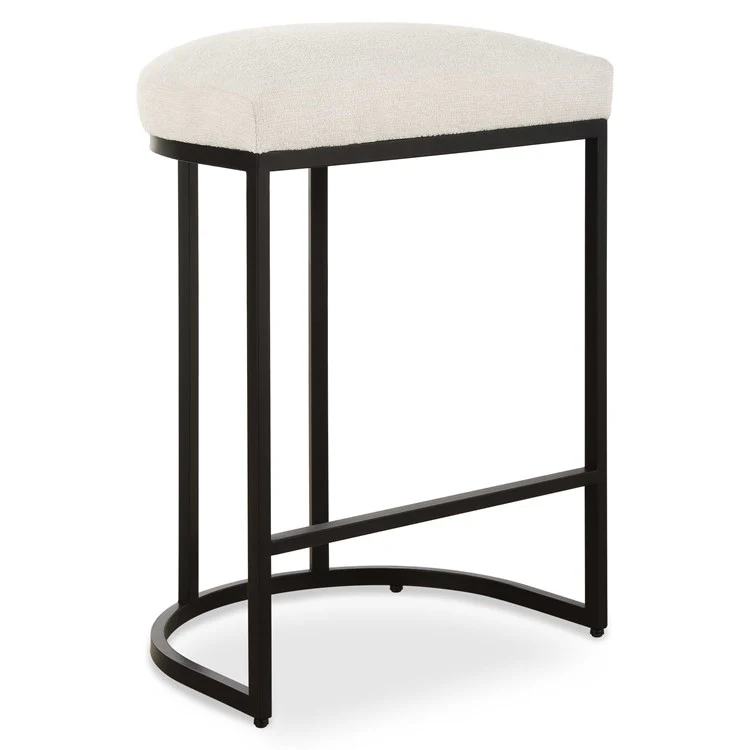 Casa Bella Living Matte Black Finish With Light Cream Fabric High Counter Stool - Image 2