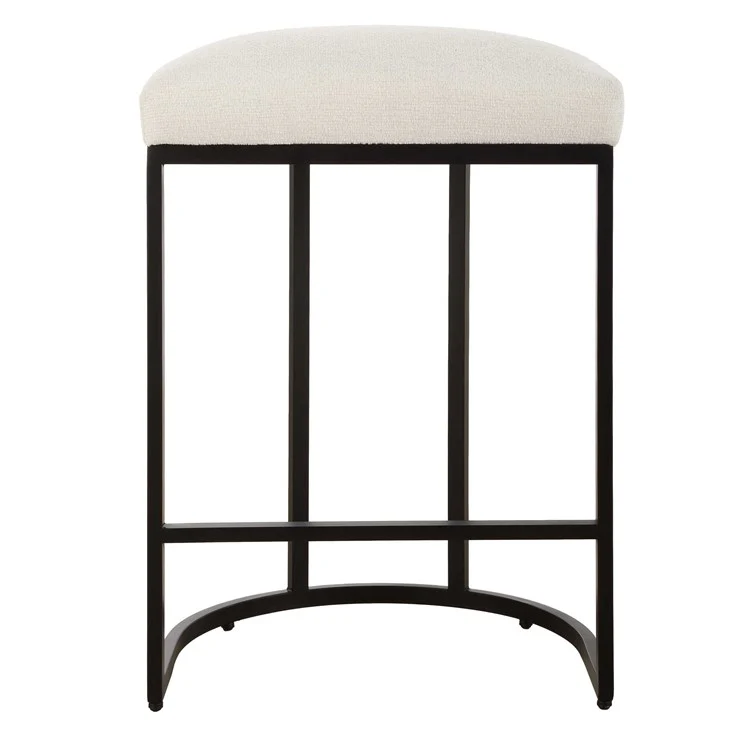 Casa Bella Living Matte Black Finish With Light Cream Fabric High Counter Stool - Image 4