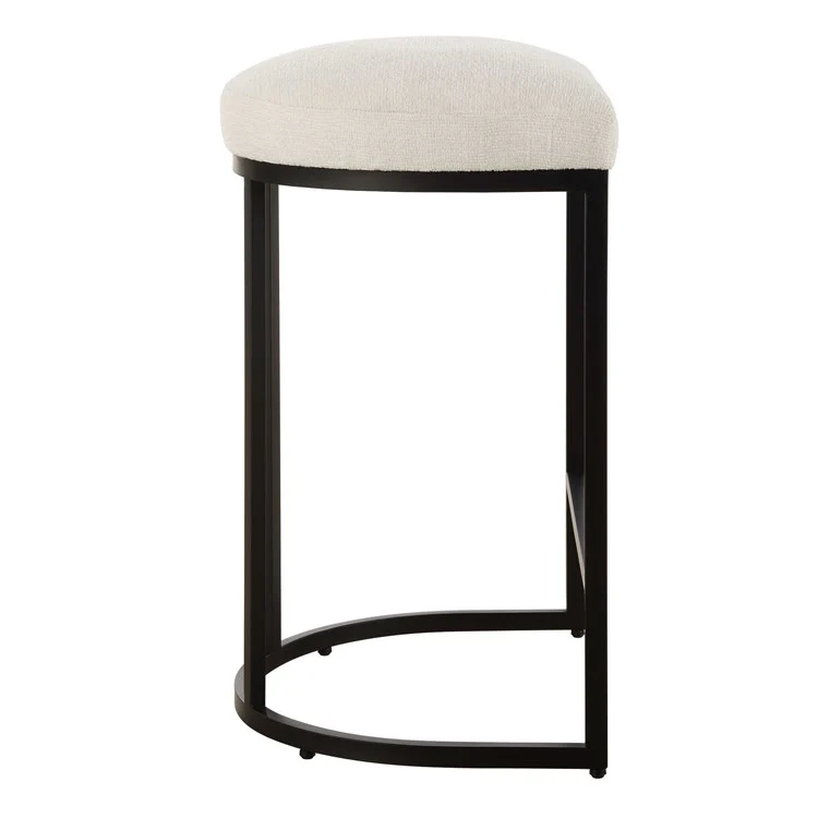 Casa Bella Living Matte Black Finish With Light Cream Fabric High Counter Stool - Image 5