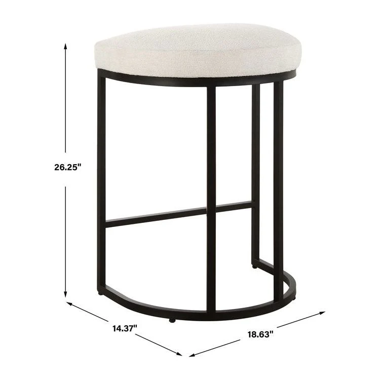 Casa Bella Living Matte Black Finish With Light Cream Fabric High Counter Stool - Image 7