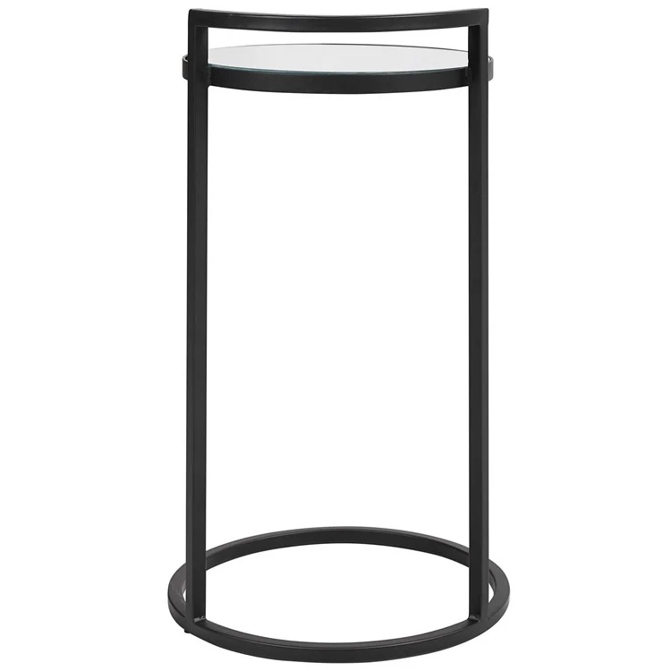 Casa Bella Living Iron Matte Black Mirrored Top Accent Table - Image 3