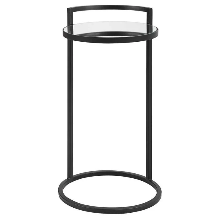 Casa Bella Living Iron Matte Black Mirrored Top Accent Table - Image 5