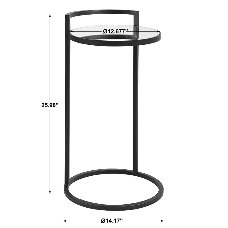 Casa Bella Living Iron Matte Black Mirrored Top Accent Table - Image 6