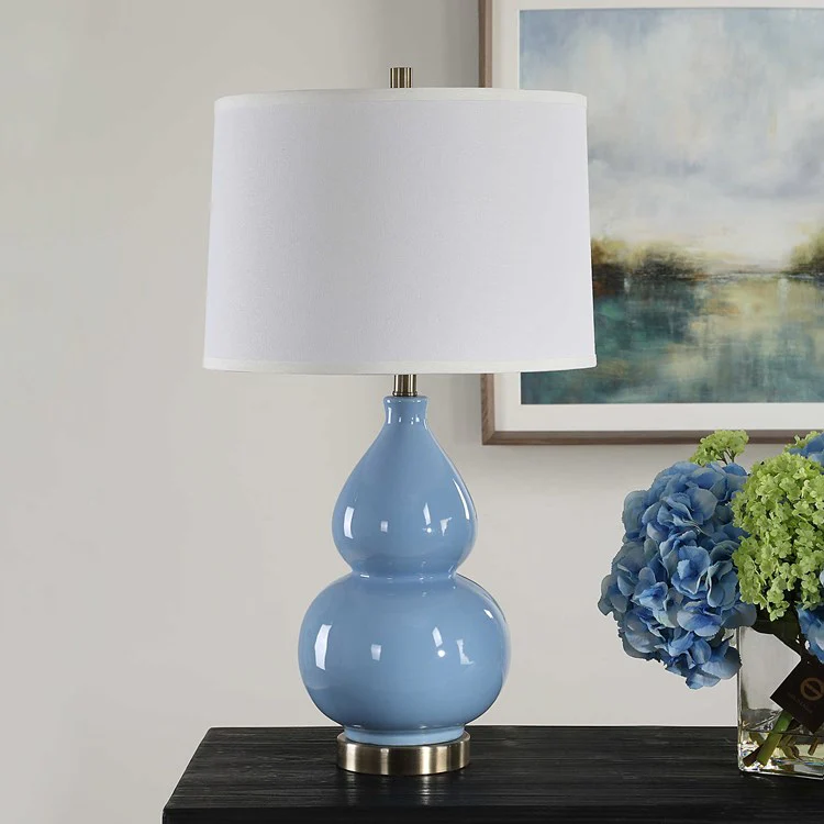 Casa Bella Living Blue Glazed Elegant Table Lamp - Image 2
