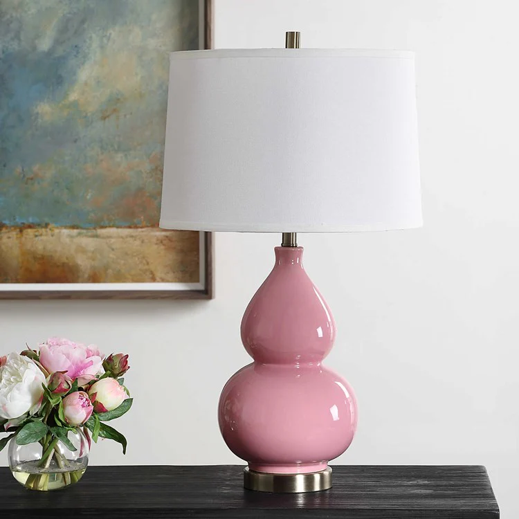 Casa Bella Living Bubblegum Pink Elegant Ceramic Table Lamp - Image 2
