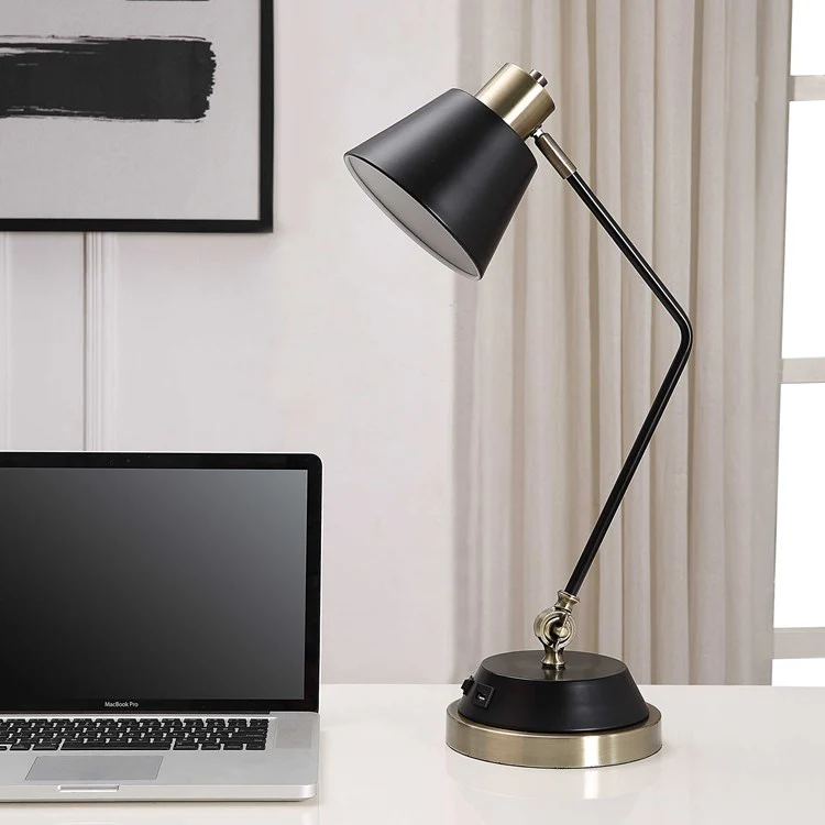 Casa Bella Living Finished in An Antique Brass And Black Desk Lamp - Image 2