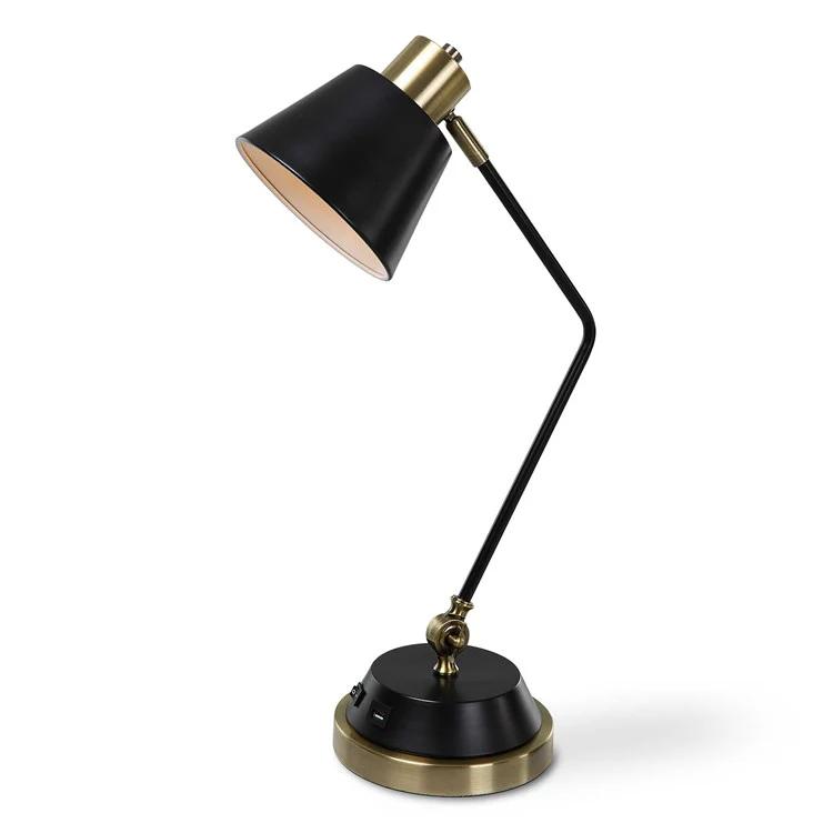 Casa Bella Living Finished in An Antique Brass And Black Desk Lamp - Image 3