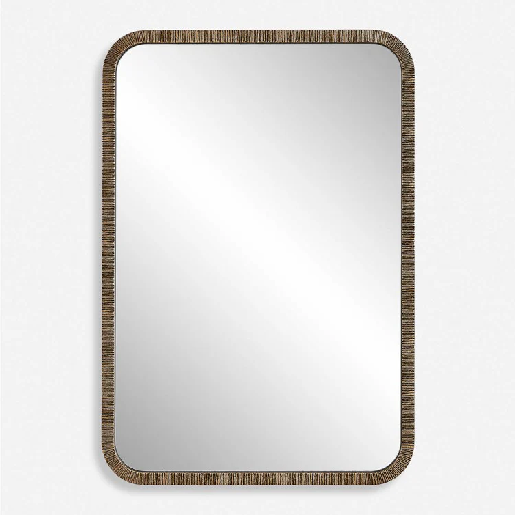 Casa Bella Living Textured Frame Finished In Rich Antique Gold Mirror - Image 2