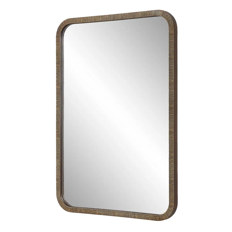 Casa Bella Living Textured Frame Finished In Rich Antique Gold Mirror - Image 3