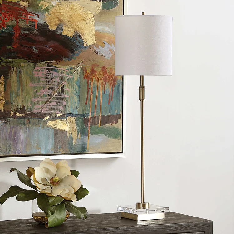 Casa Bella Living Metal Crystal Antique Brass Buffet Lamp - Image 2