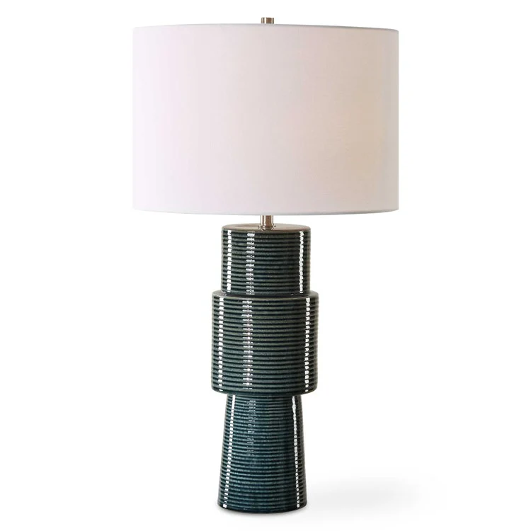 Casa Bella Living Teal Ceramic Table Lamp - Image 3