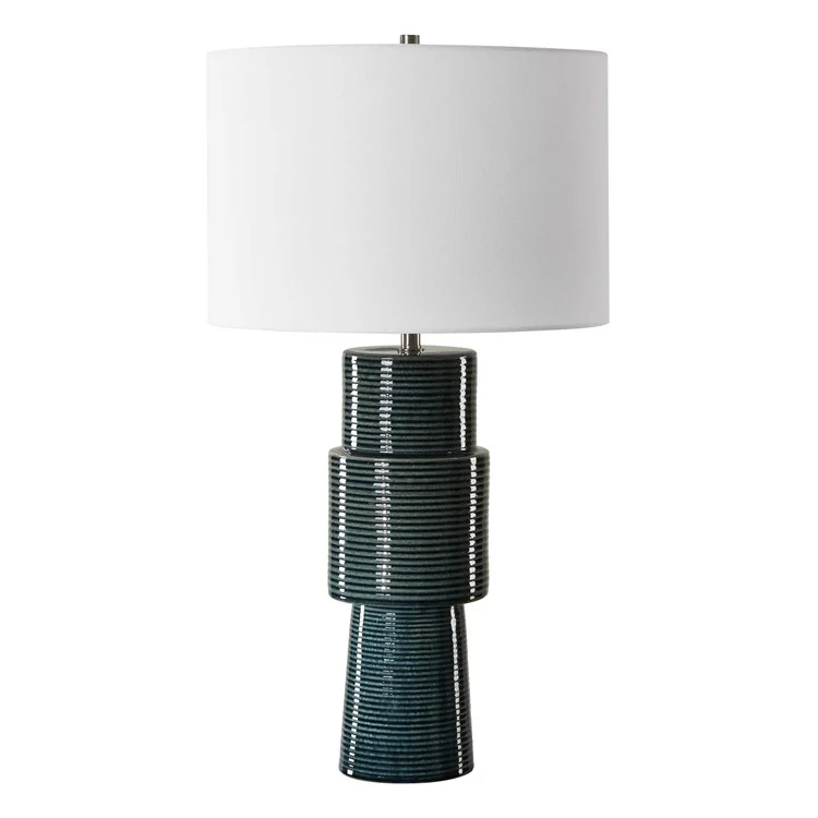 Casa Bella Living Teal Ceramic Table Lamp - Image 4