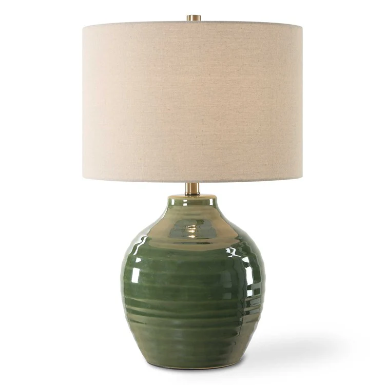 Casa Bella Living Textured Rich Moss Green Glazed Ceramic Lamp - Image 2