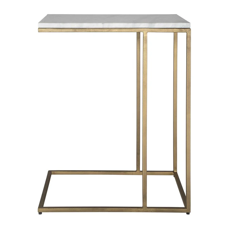 Casa Bella Living Brass Frame White Marble Accent Table - Image 2