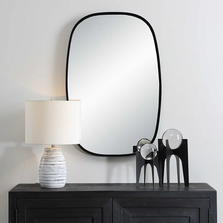Casa Bella Living Satin Black Radius Corners Mirror - Image 2