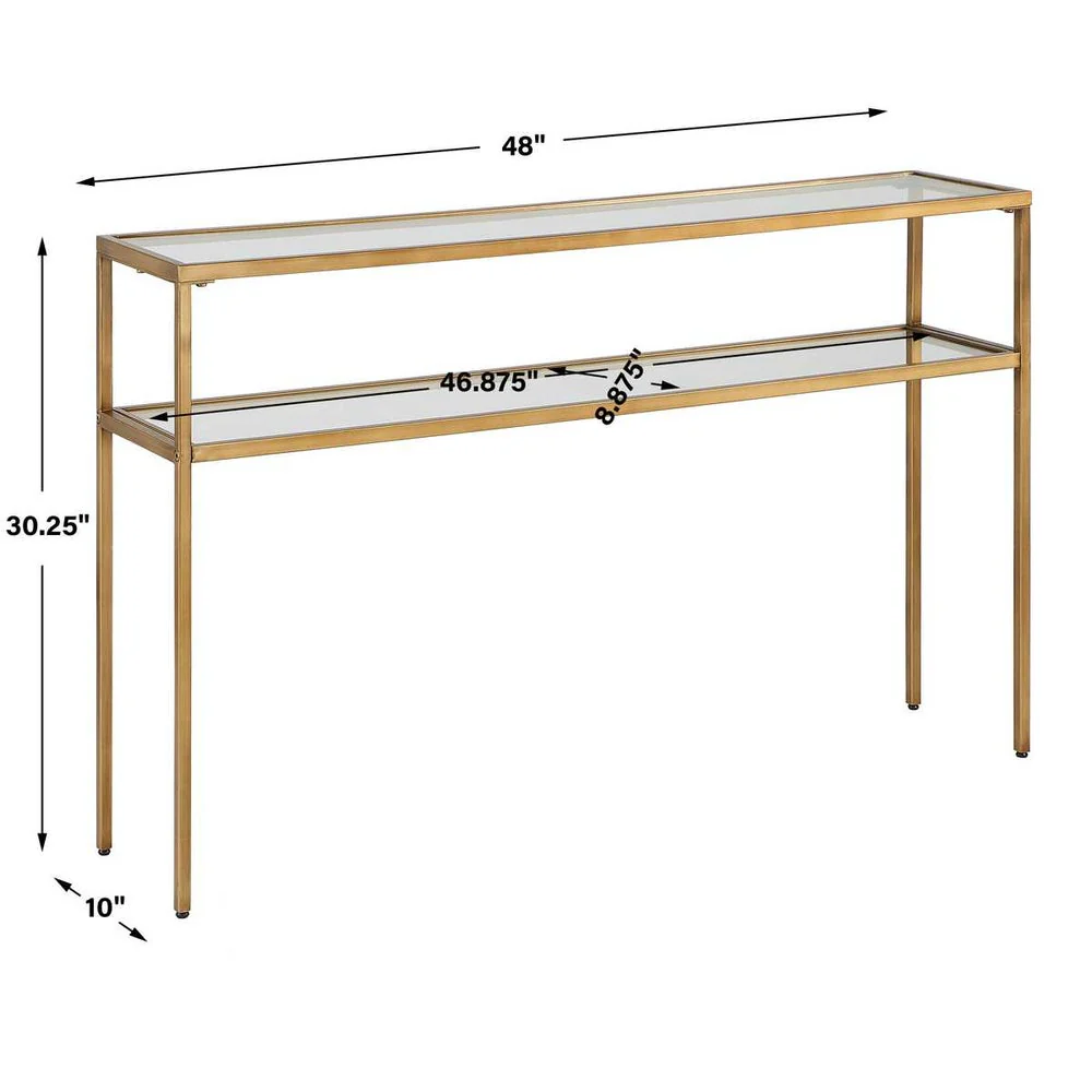 Casa Bella Living Warm Gold With Tempered Glass Console Table - Image 7