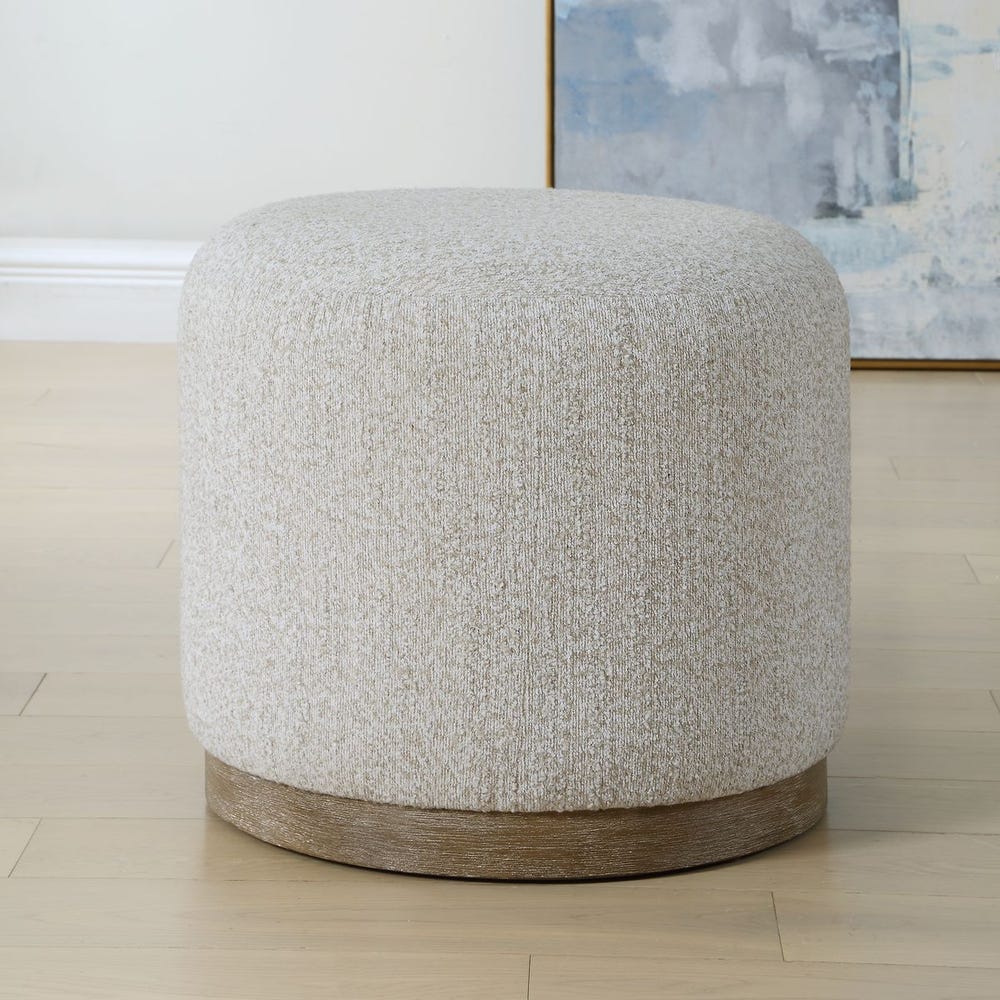 Casa Bella Living Off- White Cushioned Round Accent Stool