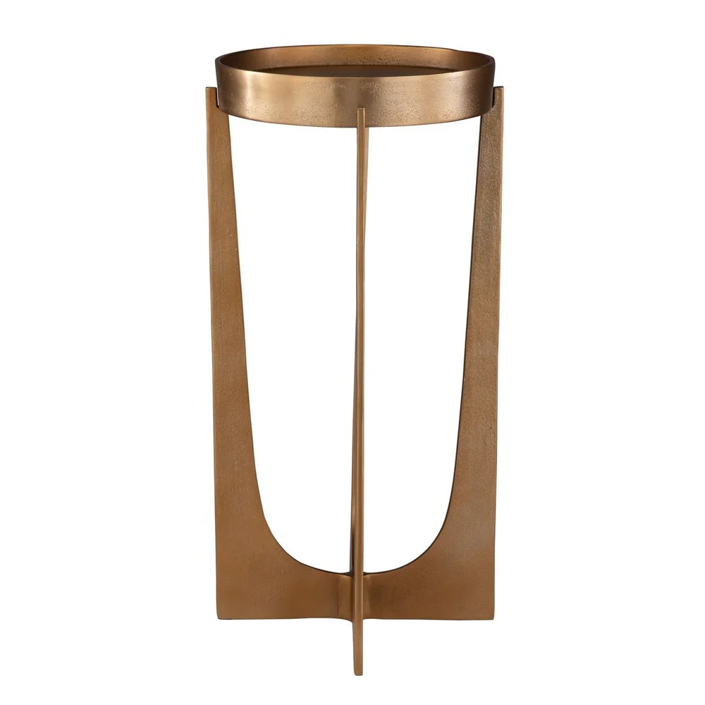 Casa Bella Living Old Brass Antique Accent Table - Image 3