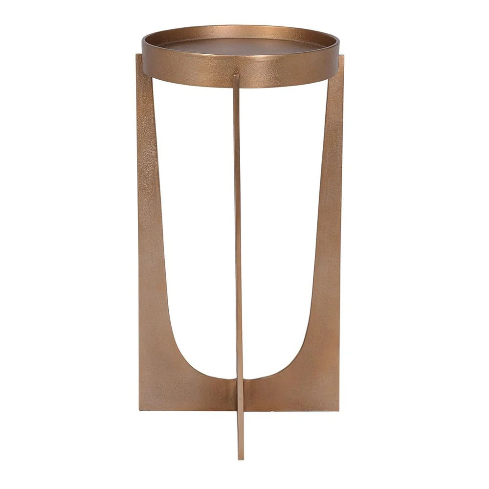 Casa Bella Living Old Brass Antique Accent Table - Image 5