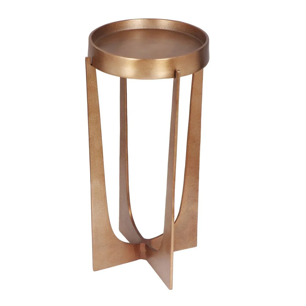 Casa Bella Living Old Brass Antique Accent Table - Image 9