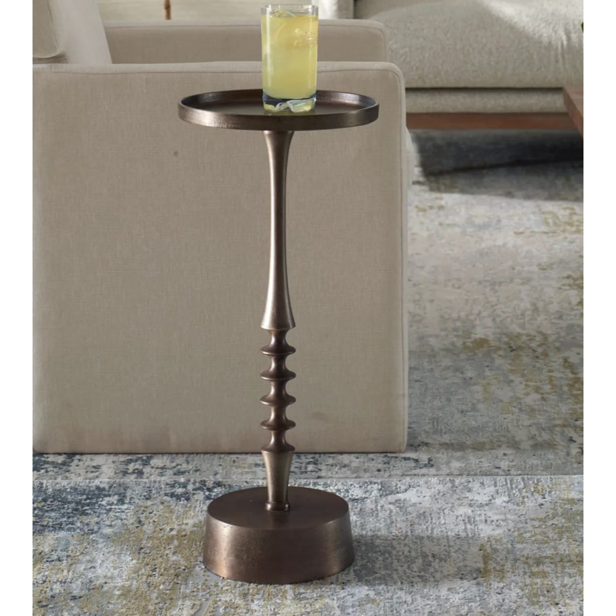 Casa Bella Living Round Bronze Antique Accent Table - Image 3