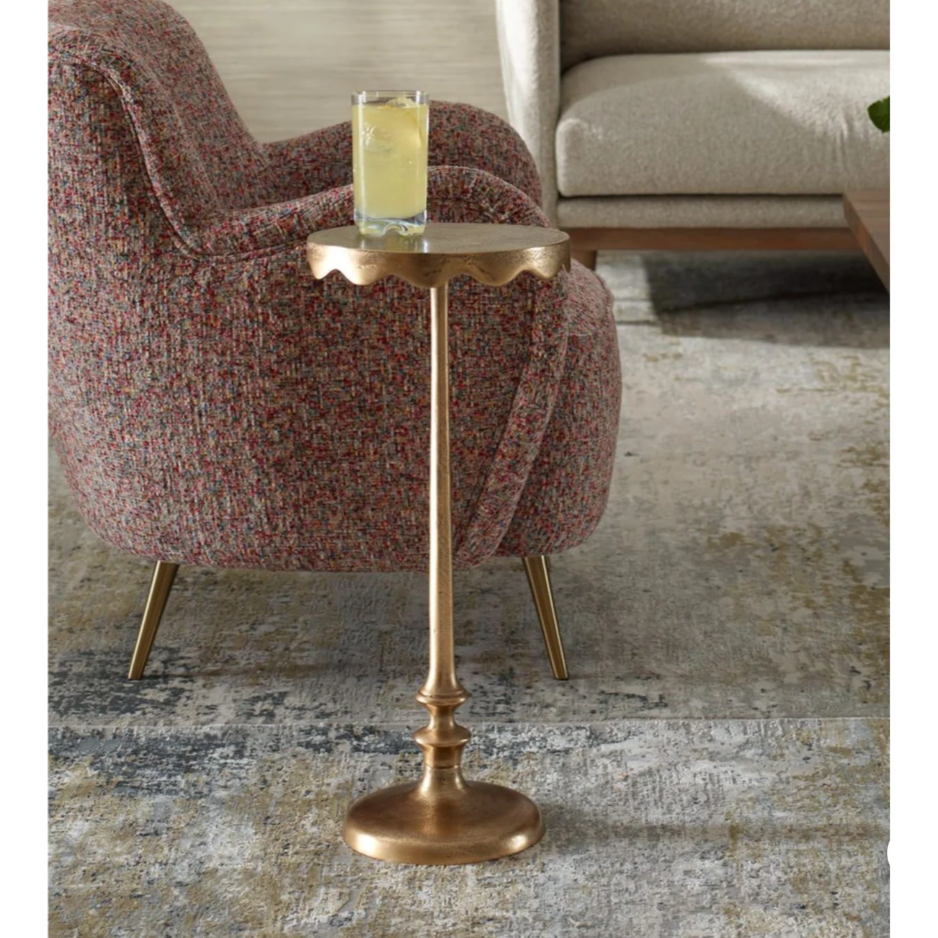 Casa Bella Living Scalloped Edge Brass Accent Table - Image 2
