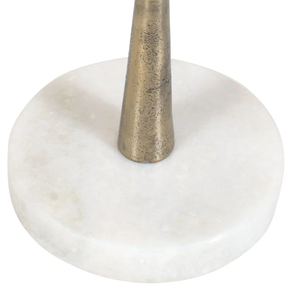 Casa Bella Living Antique Brass Base With Agaria White Marble Top Accent Table - Image 7