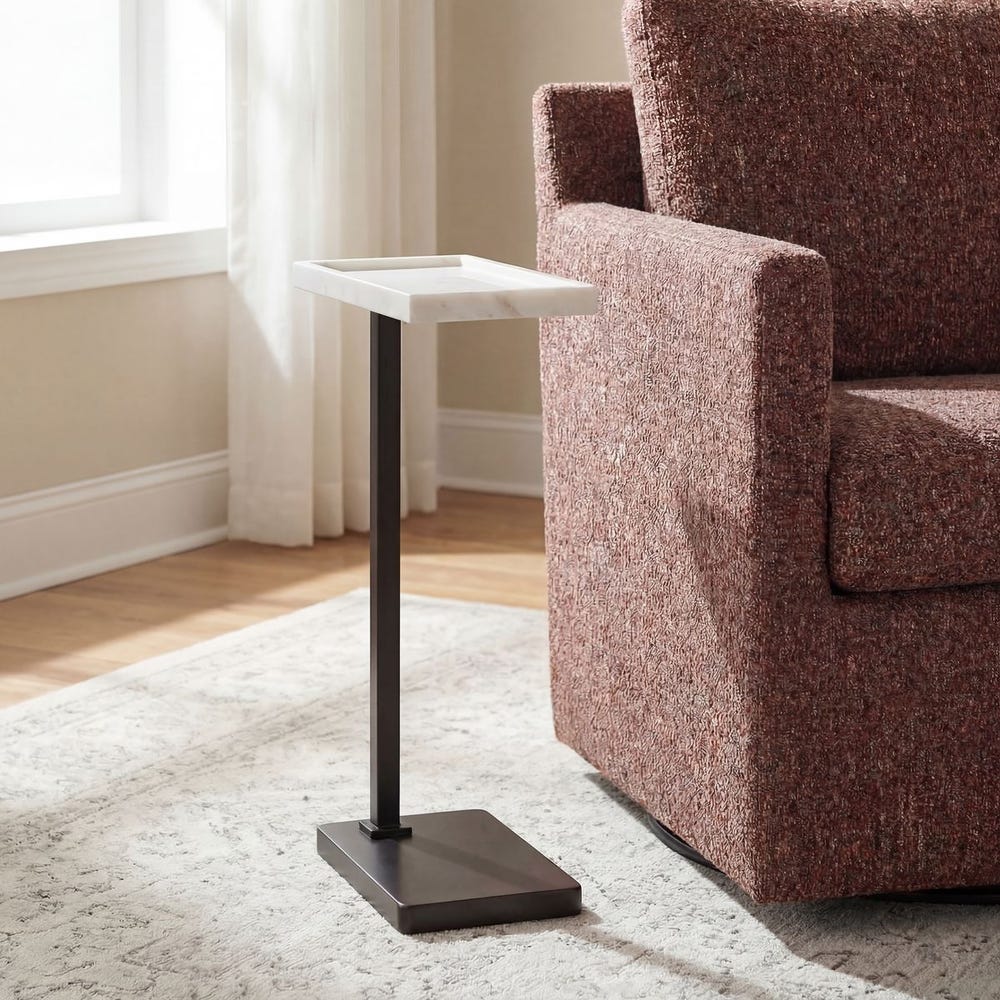 Casa Bella Living Rich Dark Bronze With White Marble Top Accent Table