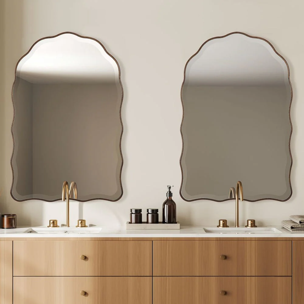 Casa Bella Living Antique Bronze Scalloped Edge Arch Mirror - Image 3