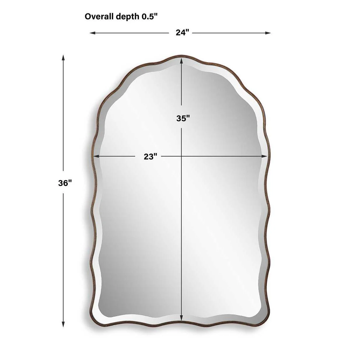 Casa Bella Living Antique Bronze Scalloped Edge Arch Mirror - Image 7