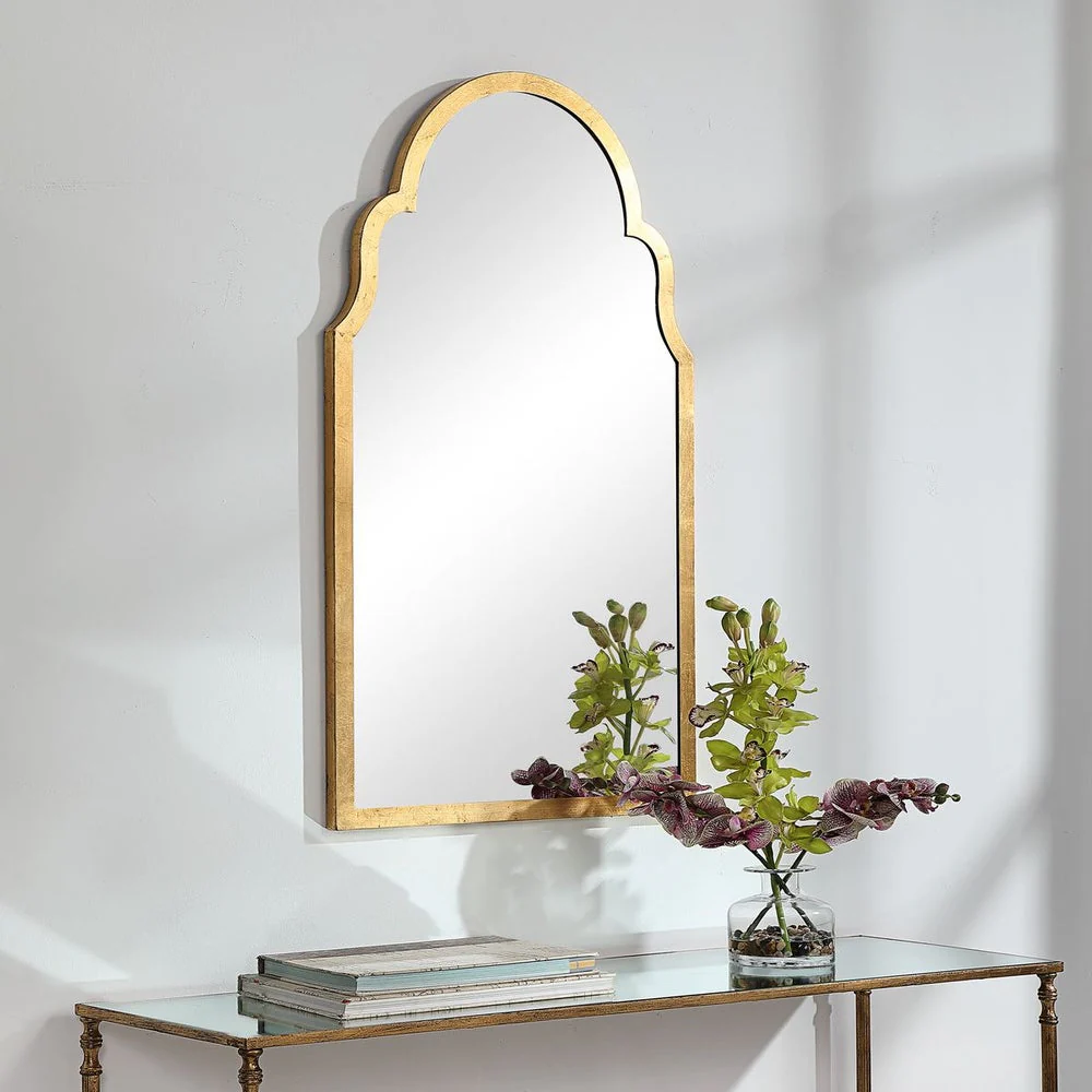 Casa Bella Living Beautiful Arched Top Finished With Gold Leaf Mirror - Image 3