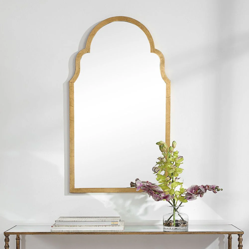 Casa Bella Living Beautiful Arched Top Finished With Gold Leaf Mirror - Image 4