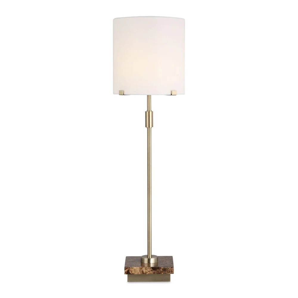 Casa Bella Living Brushed Gold Finish With Brown Marble Base Buffet Lamp - Image 5