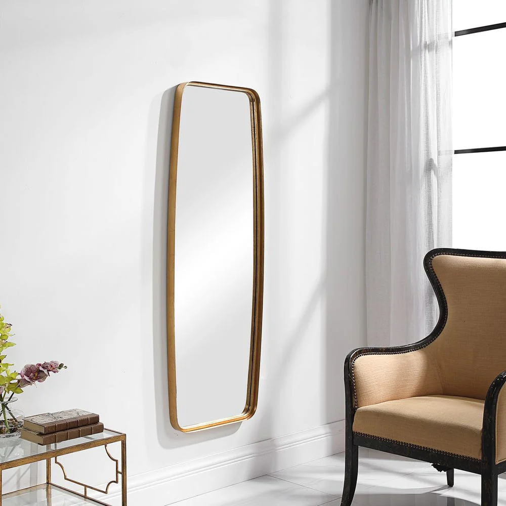 Casa Bella Living Tall Gold Leaf Mirror With Rounded Corners - Image 2