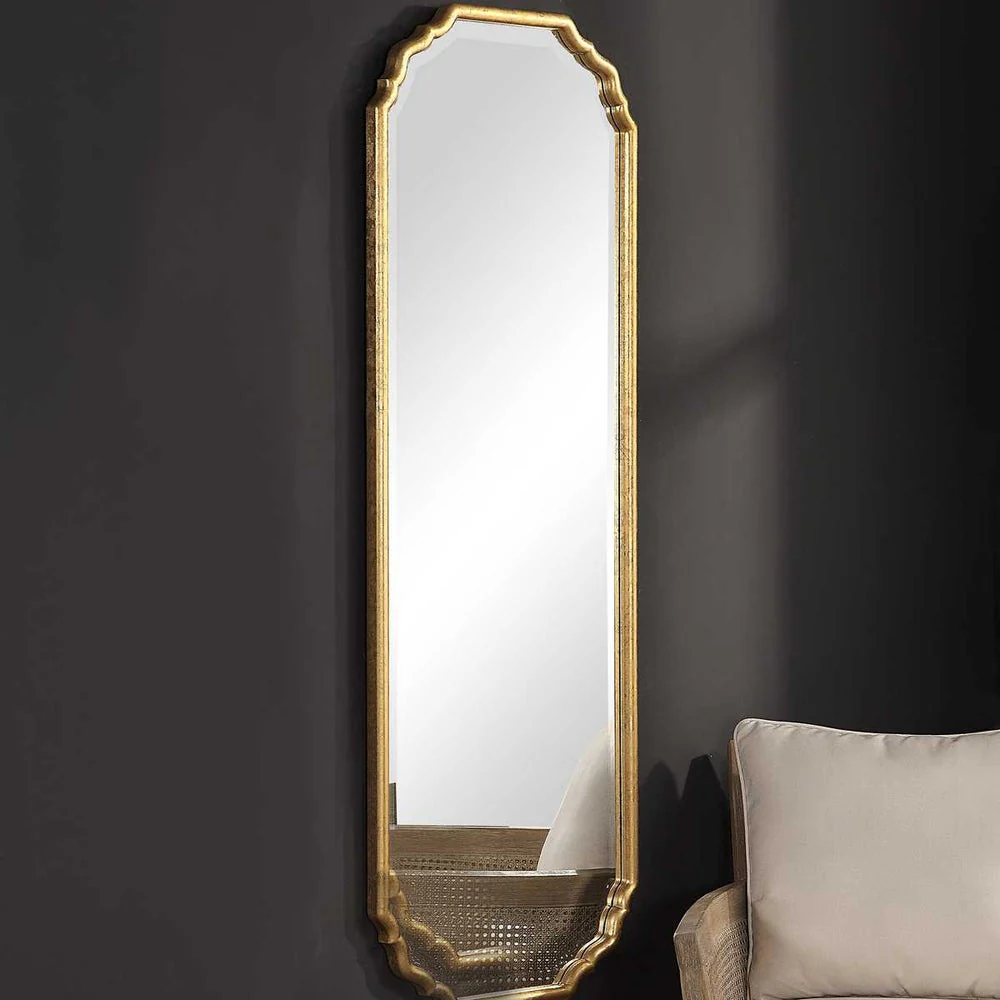 Casa Bella Living Elegant Curved Corners With Metallic Gold Leaf Frame Mirror - Image 3