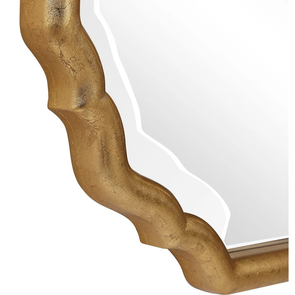 Casa Bella Living Elegant Curved Corners With Metallic Gold Leaf Frame Mirror - Image 5