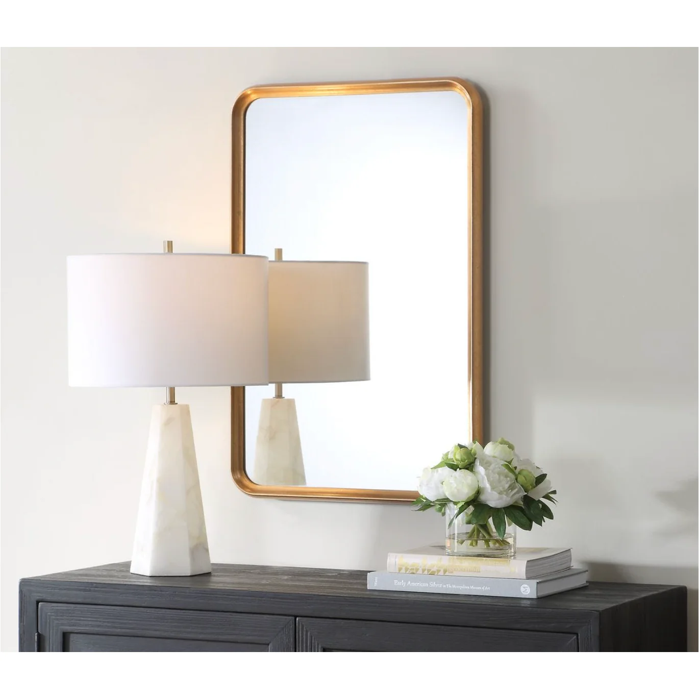 Casa Bella Living Champagne Gold Leaf Rectangular Mirror - Image 3