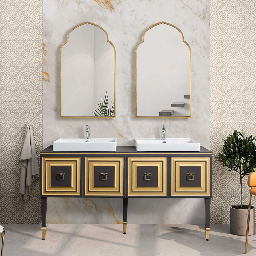Casa Bella Living Moroccan Style Antique Gold Leaf Mirror - Image 3