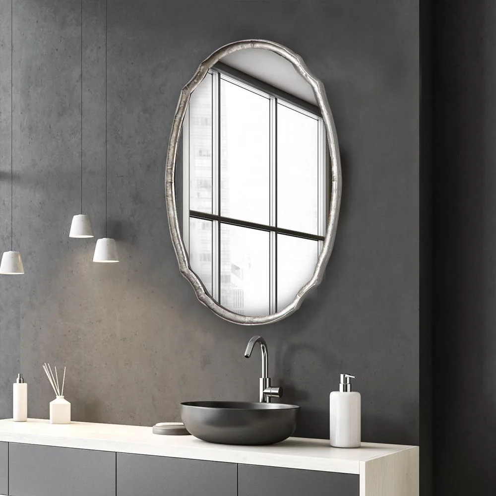 Casa Bella Living Oval Shaped Silver Framed Mirror