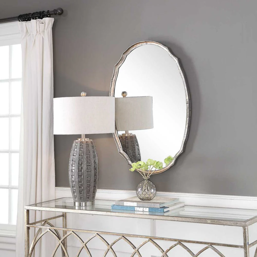 Casa Bella Living Oval Shaped Silver Framed Mirror - Image 2