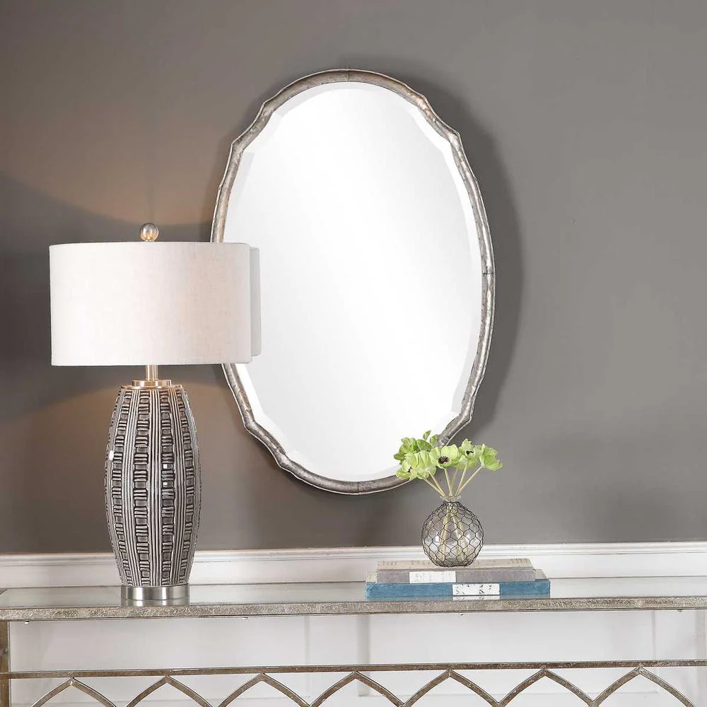 Casa Bella Living Oval Shaped Silver Framed Mirror - Image 3