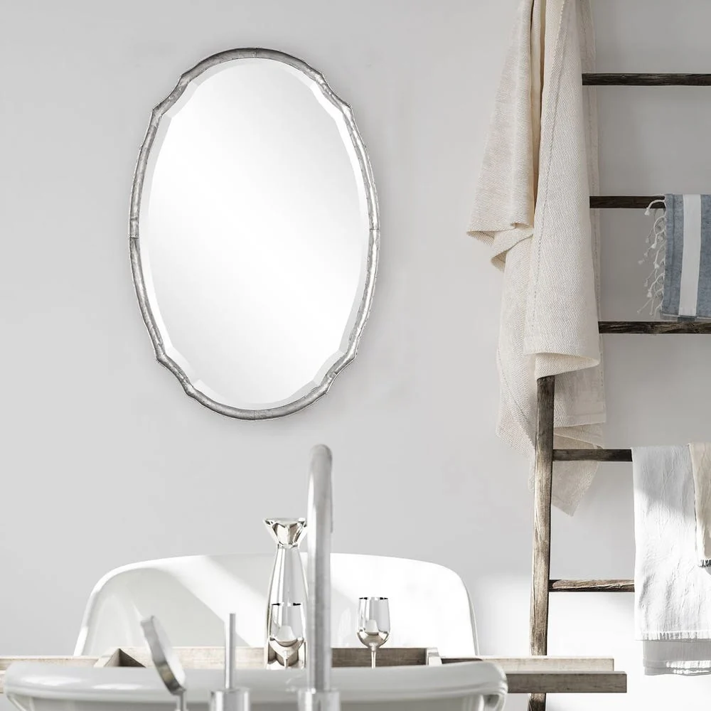 Casa Bella Living Oval Shaped Silver Framed Mirror - Image 4